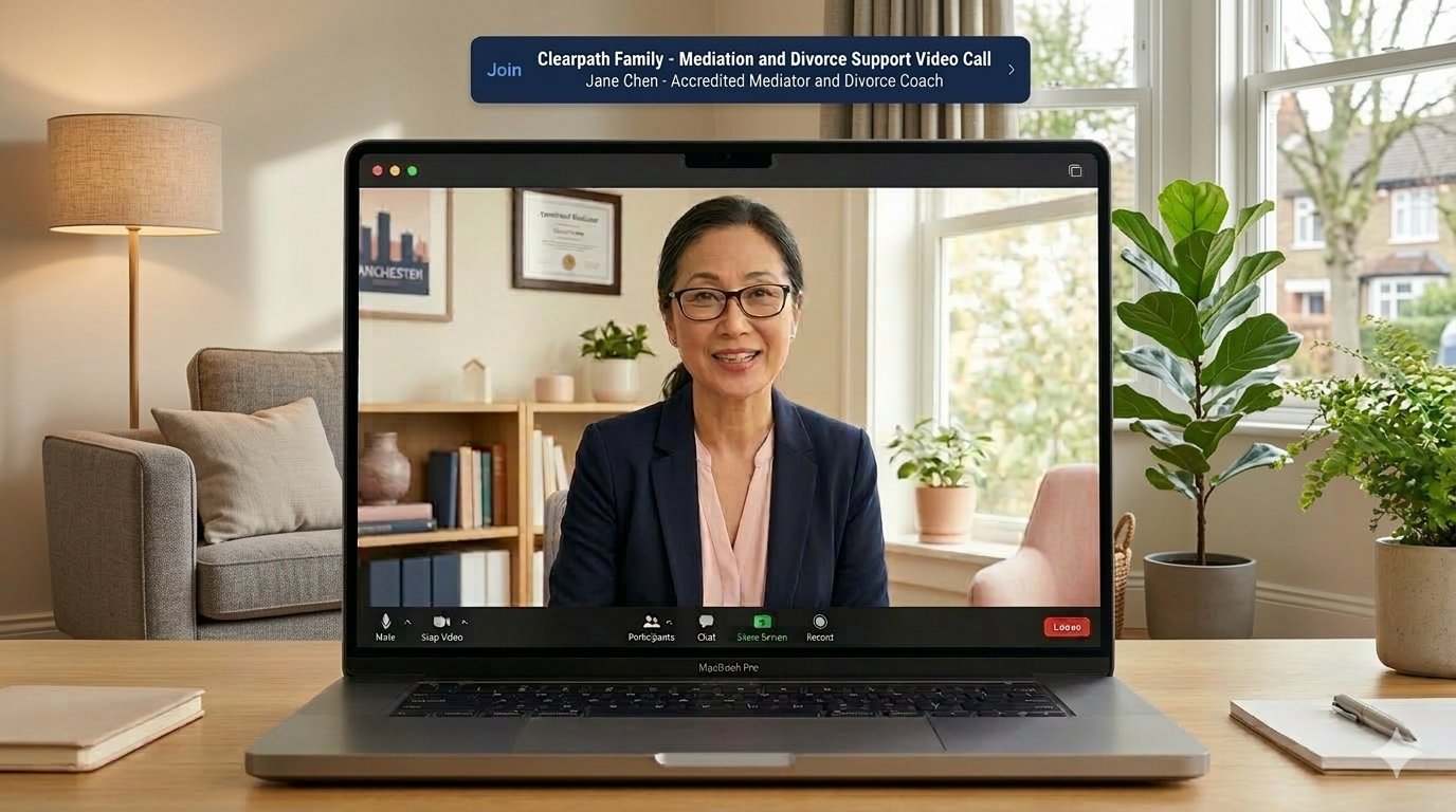 Virtual family mediation session on Zoom